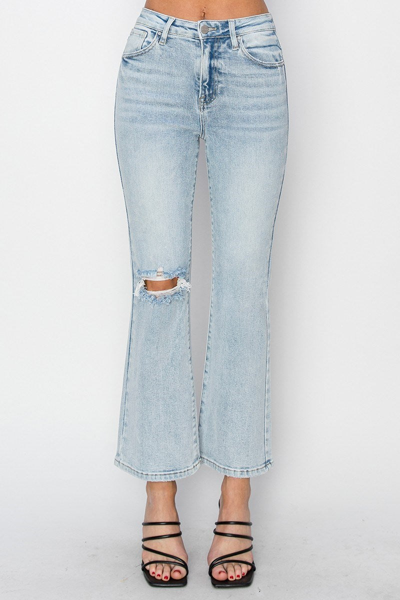 Risen Jeans Light Wash High Rise Ankle Distressed good Jeans