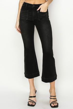 Risen Jeans - High Rise Front Patch Pocket Ankle Flare Jeans - RDP5767 - SaltTree