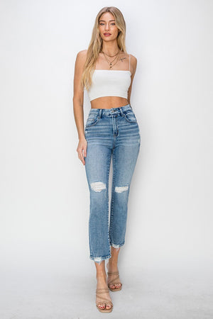 Risen Jeans - High Rise Distressed Ankle Straight Jeans - RDP5783 - SaltTree