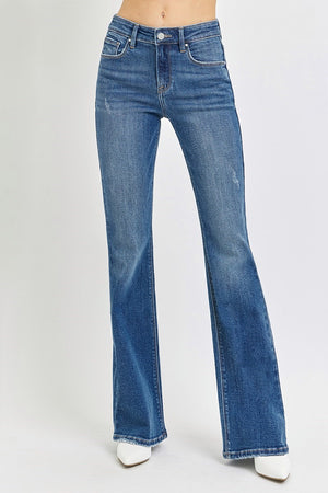 Risen Jeans - Tummy Control Mid Rise Flare Basic Jeans - RDP5788