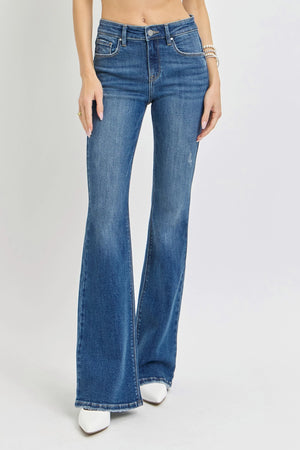 Risen Jeans - Tummy Control Mid Rise Flare Basic Jeans - RDP5788