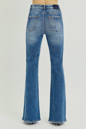Risen Jeans - Tummy Control High Rise Flare Step Hem Jeans - RDP5819 - SaltTree