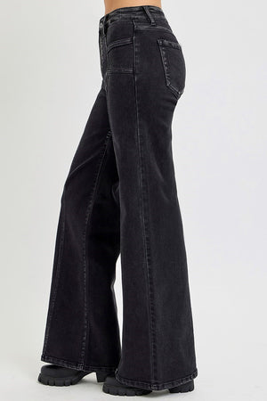 Risen Jeans - Mid Rise Wide Jeans With Front Patch Pocket - Plus Size - RDP5851x