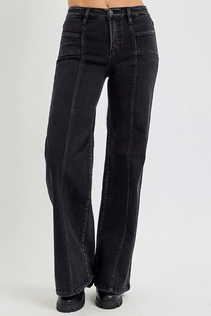 Risen Jeans - Mid Rise Wide Jeans With Front Patch Pocket - Plus Size - RDP5851x