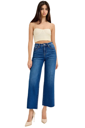 Risen Jeans - Tummy Control High Rise Wide Crop Jeans - RDP5954