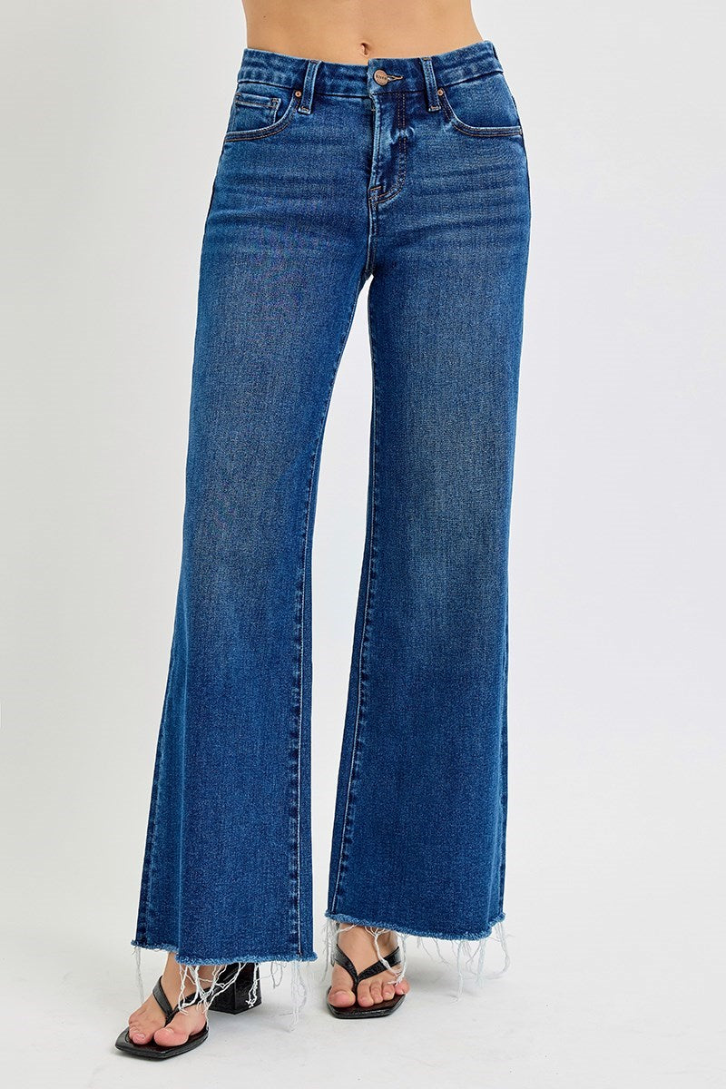 Risen Jeans - Tummy Control Mid Rise Wide Jeans - RDP5973 - SaltTree