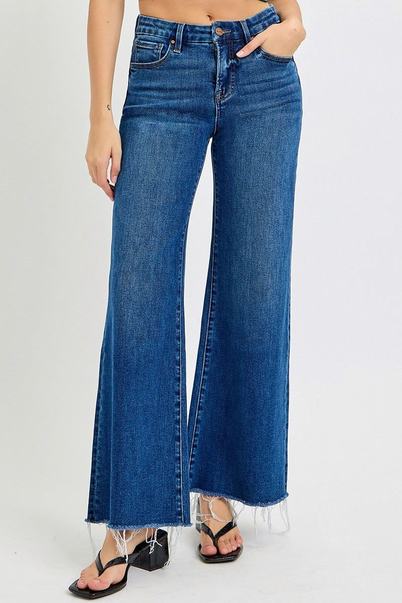 Risen Jeans - Tummy Control Mid Rise Wide Jeans - RDP5973 - SaltTree
