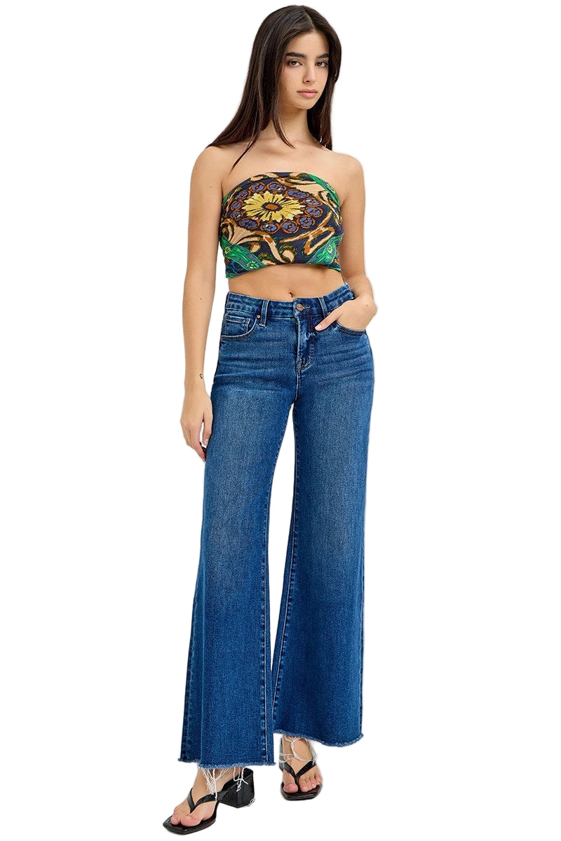 Risen Jeans - Tummy Control Mid Rise Wide Jeans - RDP5973 - SaltTree