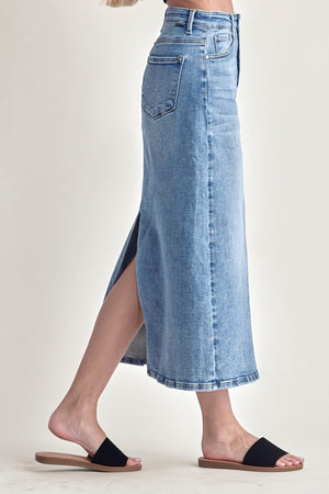 Risen Jeans - High Rise Back Slit Long Skirt - RDS6094