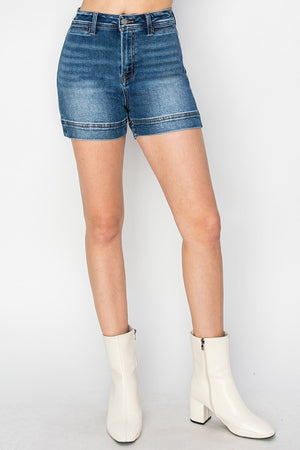 Risen Jeans - High Rise Front Welt Pocket Detail Shorts - RDS6245 - SaltTree