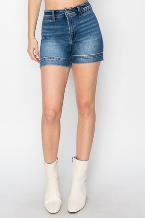 Risen Jeans - High Rise Front Welt Pocket Detail Shorts - RDS6245 - SaltTree