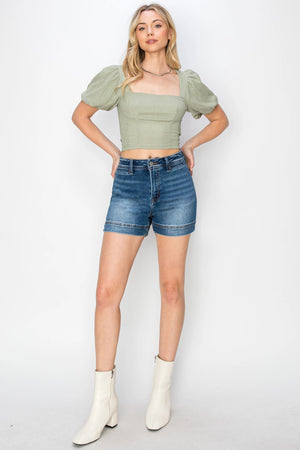 Risen Jeans - High Rise Front Welt Pocket Detail Shorts - RDS6245 - SaltTree