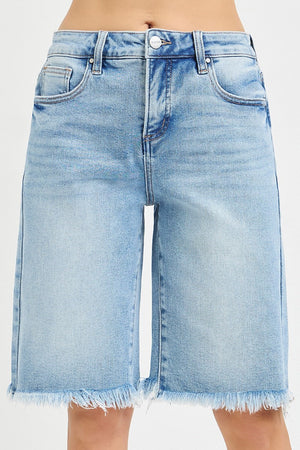 Risen Jeans - Tummy Control Slouchy Bermuda Shorts (12" Inseam) - RDS6353-SaltTree