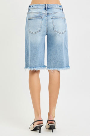 Risen Jeans - Tummy Control Slouchy Bermuda Shorts (12" Inseam) - RDS6353-SaltTree