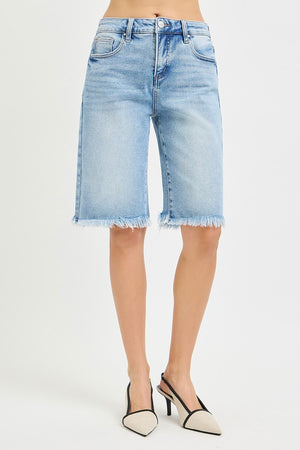 Risen Jeans - Tummy Control Slouchy Bermuda Shorts (12" Inseam) - RDS6353-SaltTree