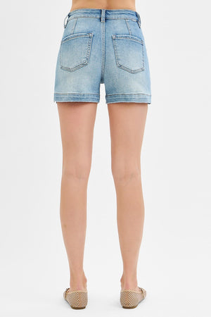 Risen Jeans - High Rise Patched Pocket Shorts - RDS6354