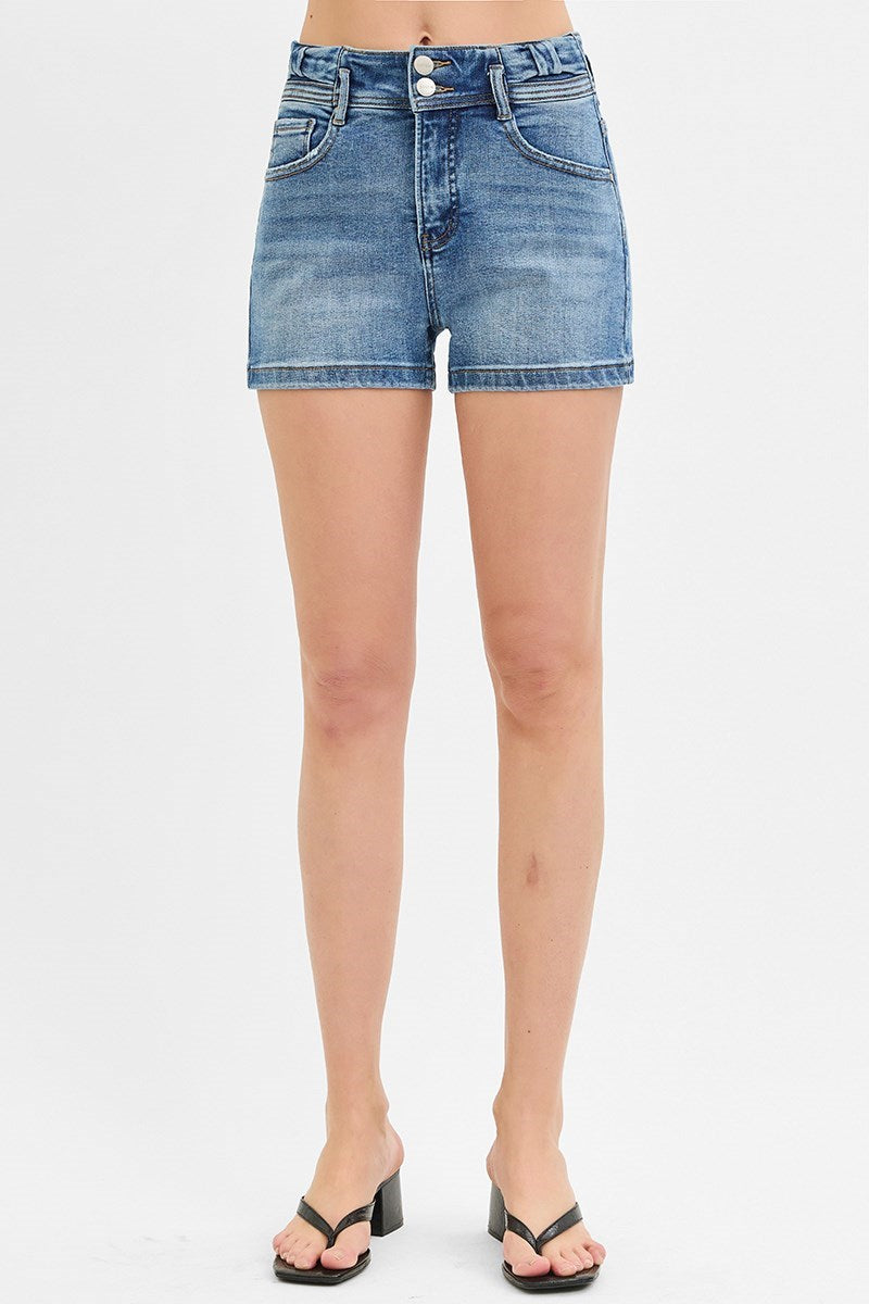 Risen Jeans - Tummy Control High Rise Bow Detailed Shorts - RDS6378 - SaltTree