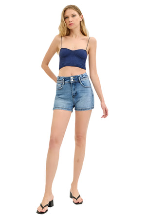 Risen Jeans - Tummy Control High Rise Bow Detailed Shorts - RDS6378