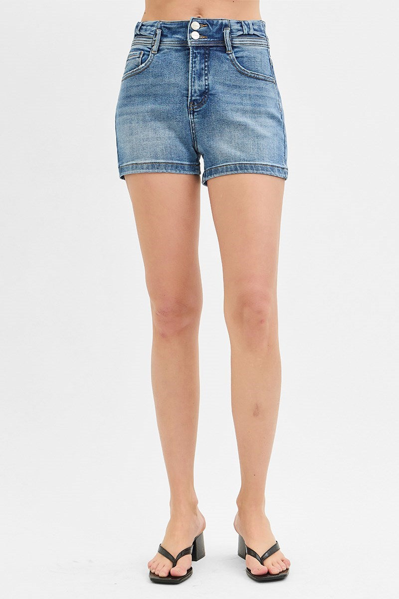Risen Jeans - Tummy Control High Rise Bow Detailed Shorts - RDS6378 - SaltTree