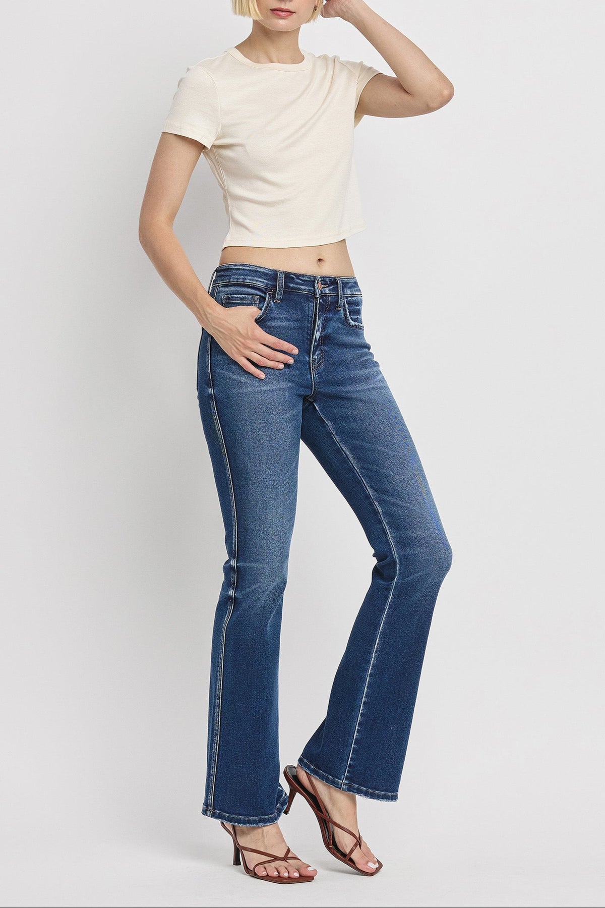 Vervet Denim - High Rise Full Length Bootcut Jeans - T6137 - SaltTree