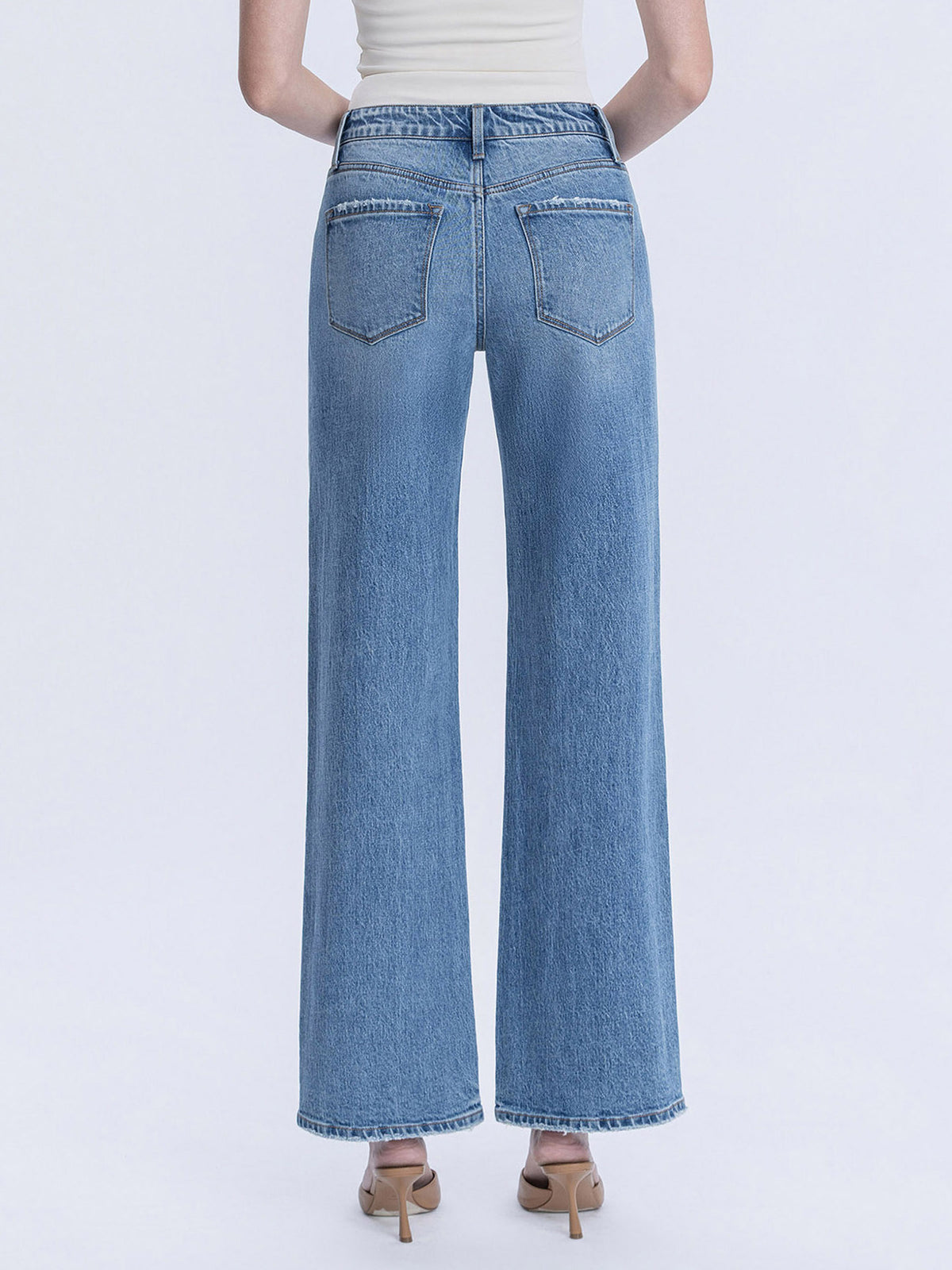 Vervet - High-Rise Medium Wash Full-Length Wide-Leg Jeans (32" Inseam) - T6184-SaltTree