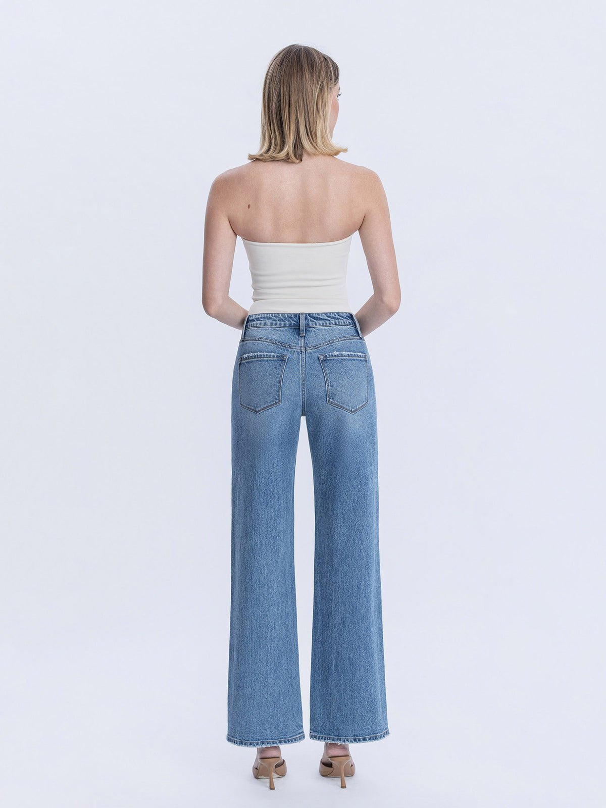Vervet - High-Rise Medium Wash Full-Length Wide-Leg Jeans (32" Inseam) - T6184-SaltTree