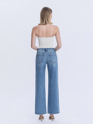 Vervet - High-Rise Medium Wash Full-Length Wide-Leg Jeans (32" Inseam) - T6184-SaltTree