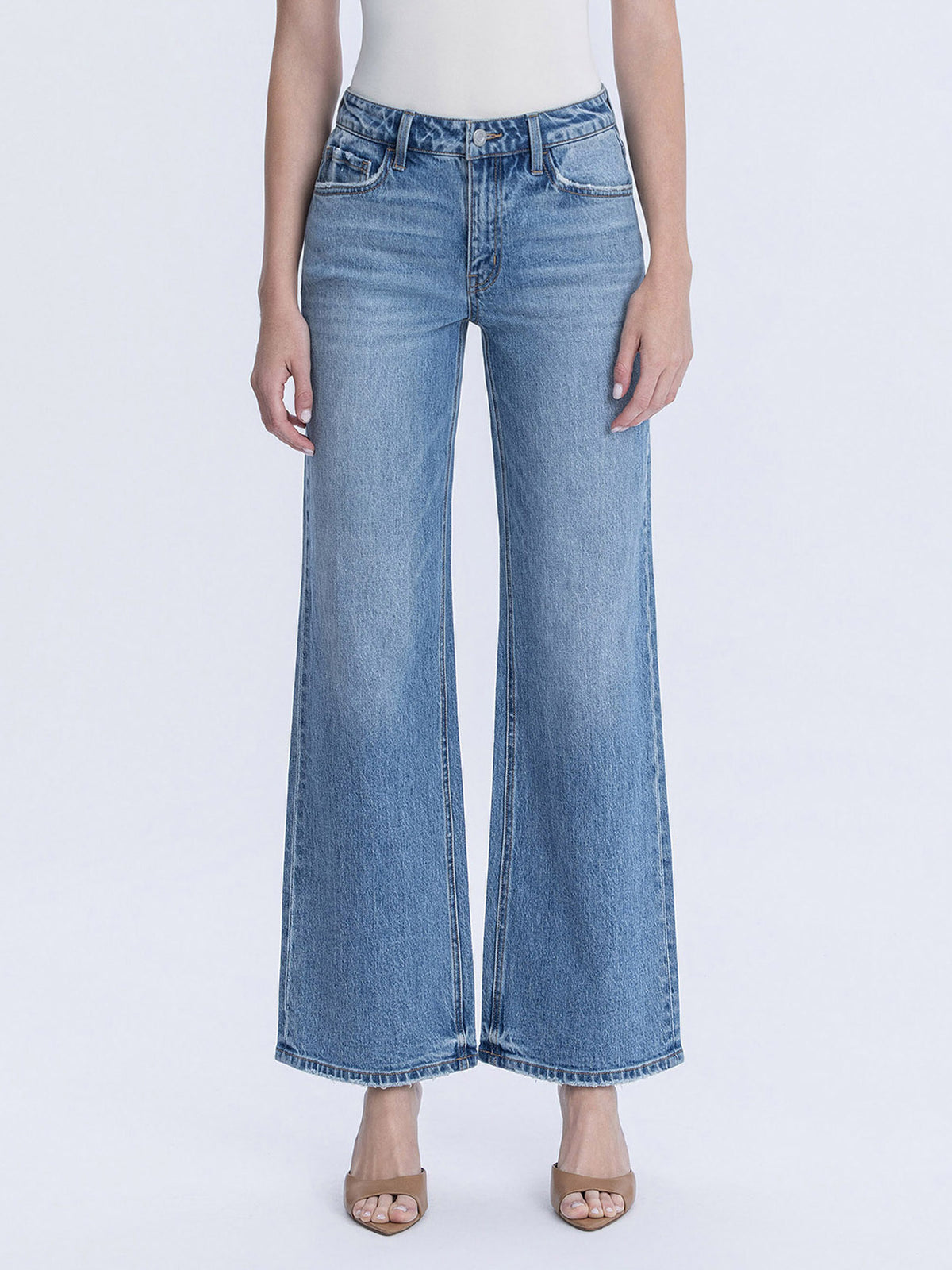 Vervet - High-Rise Medium Wash Full-Length Wide-Leg Jeans (32" Inseam) - T6184-SaltTree