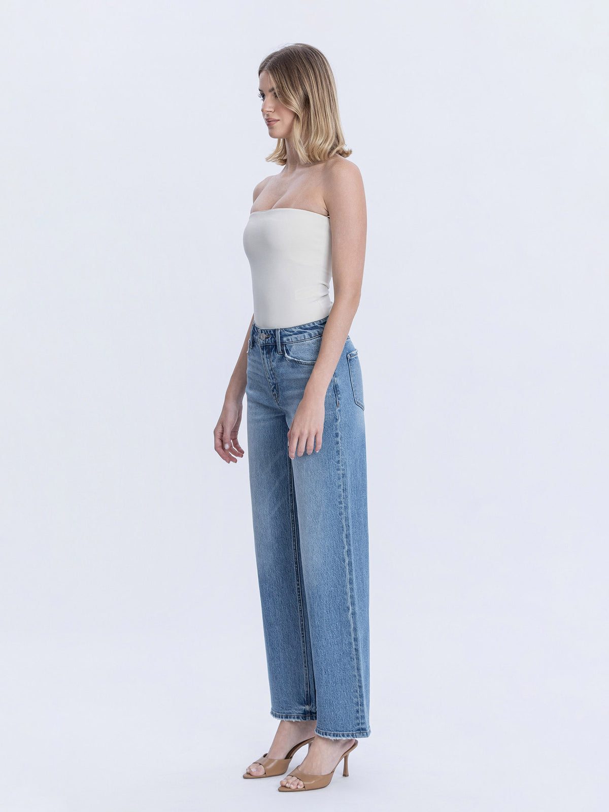 Vervet - High-Rise Medium Wash Full-Length Wide-Leg Jeans (32" Inseam) - T6184-SaltTree