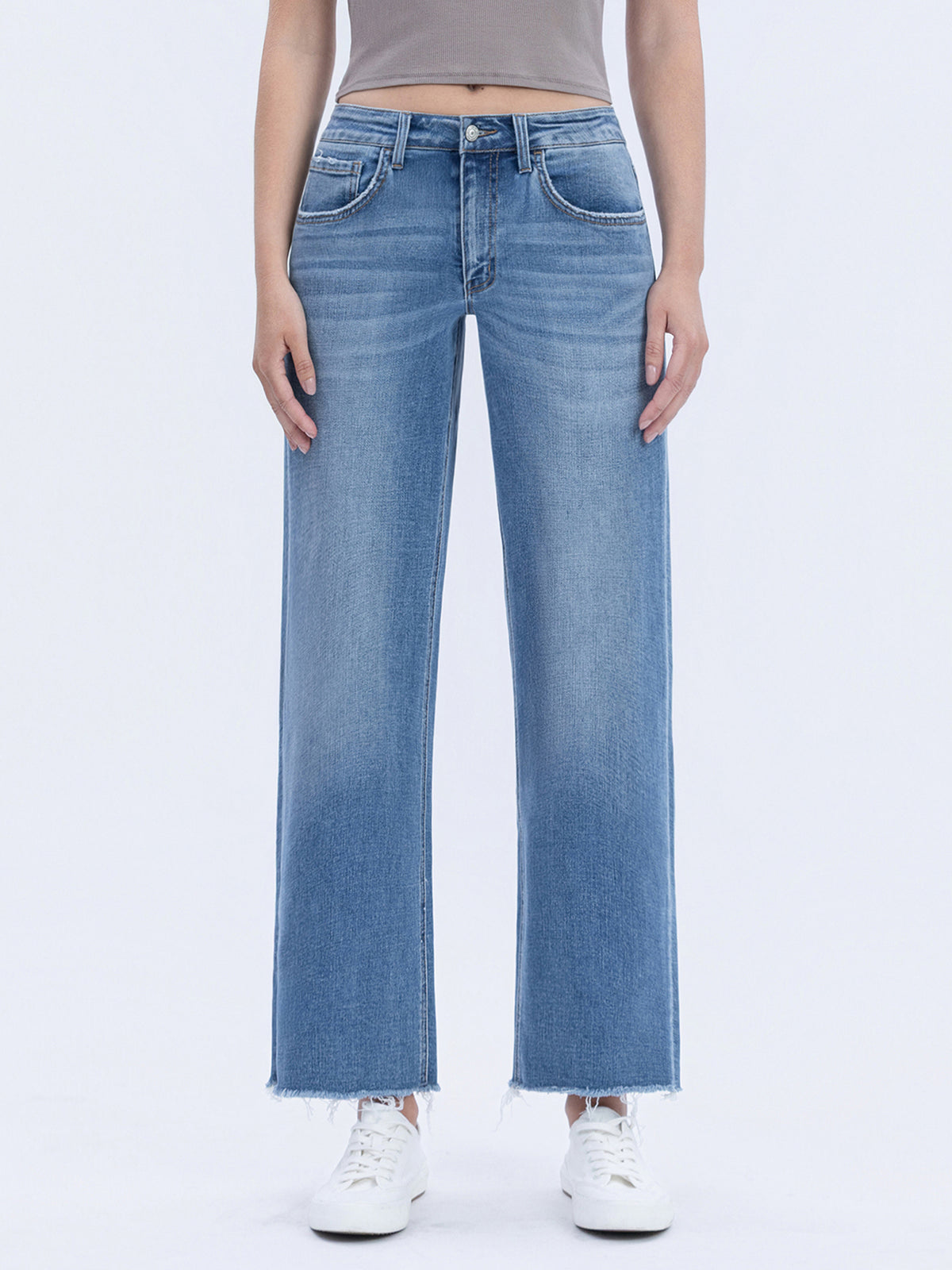 Vervet - High Rise Medium Wash Ankle Dad Jeans (28" Inseam) - T6398-SaltTree