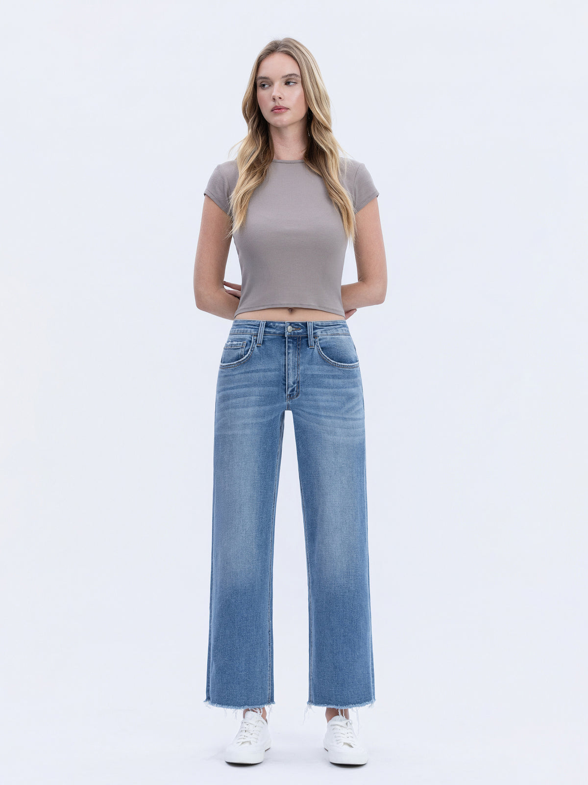 Vervet - High Rise Medium Wash Ankle Dad Jeans (28" Inseam) - T6398-SaltTree