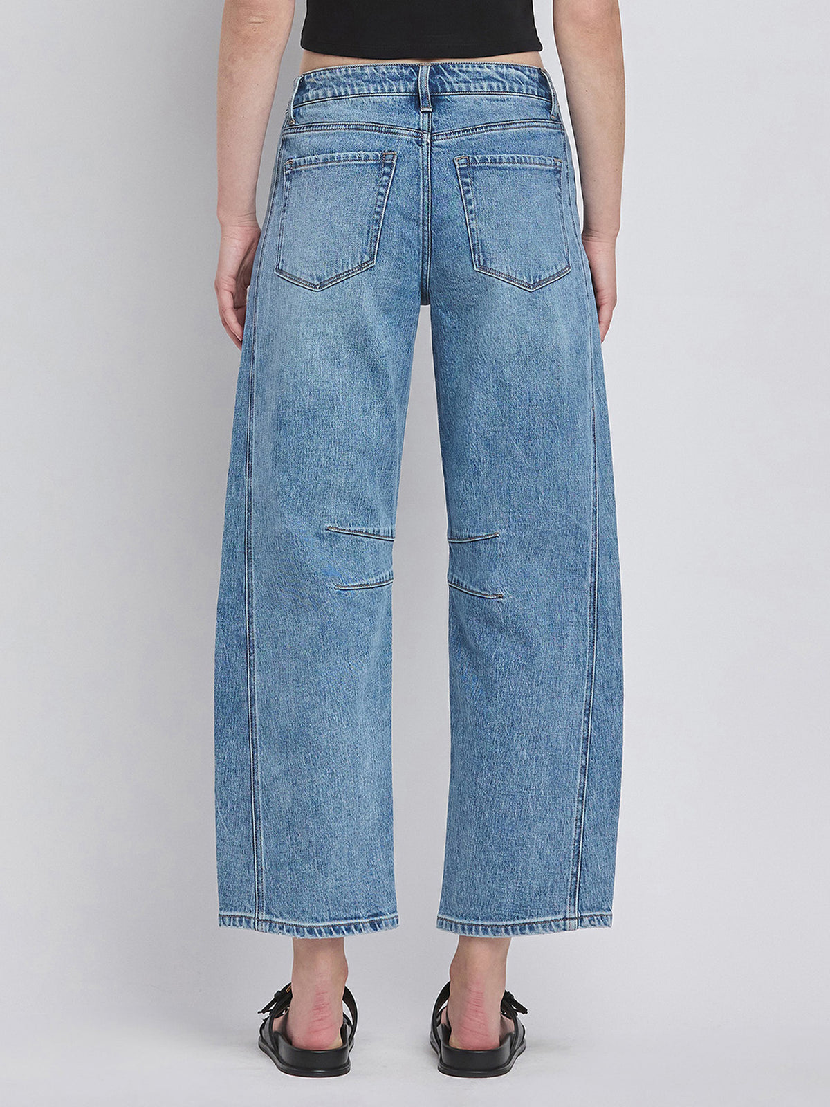 Vervet - High-Rise Dart Structured Fit Barrel Leg Jeans (27" Inseam) - T6514-SaltTree