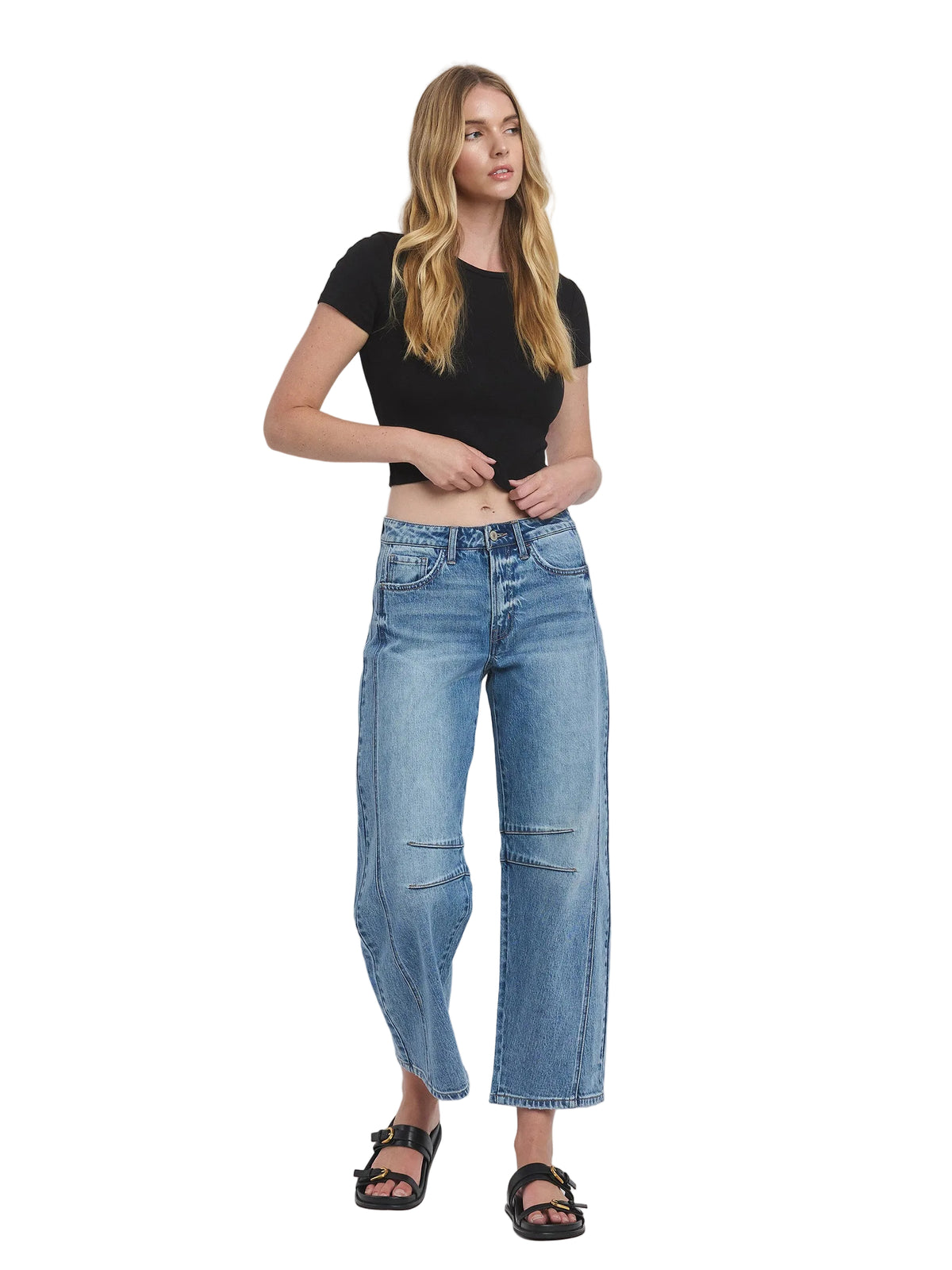 Vervet - High-Rise Dart Structured Fit Barrel Leg Jeans (27" Inseam) - T6514-SaltTree