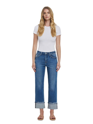 Vervet - High-Rise Cuffed Straight Jeans (27" Inseam) - T6600-SaltTree