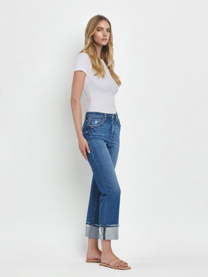 Vervet - High-Rise Cuffed Straight Jeans (27" Inseam) - T6600-SaltTree