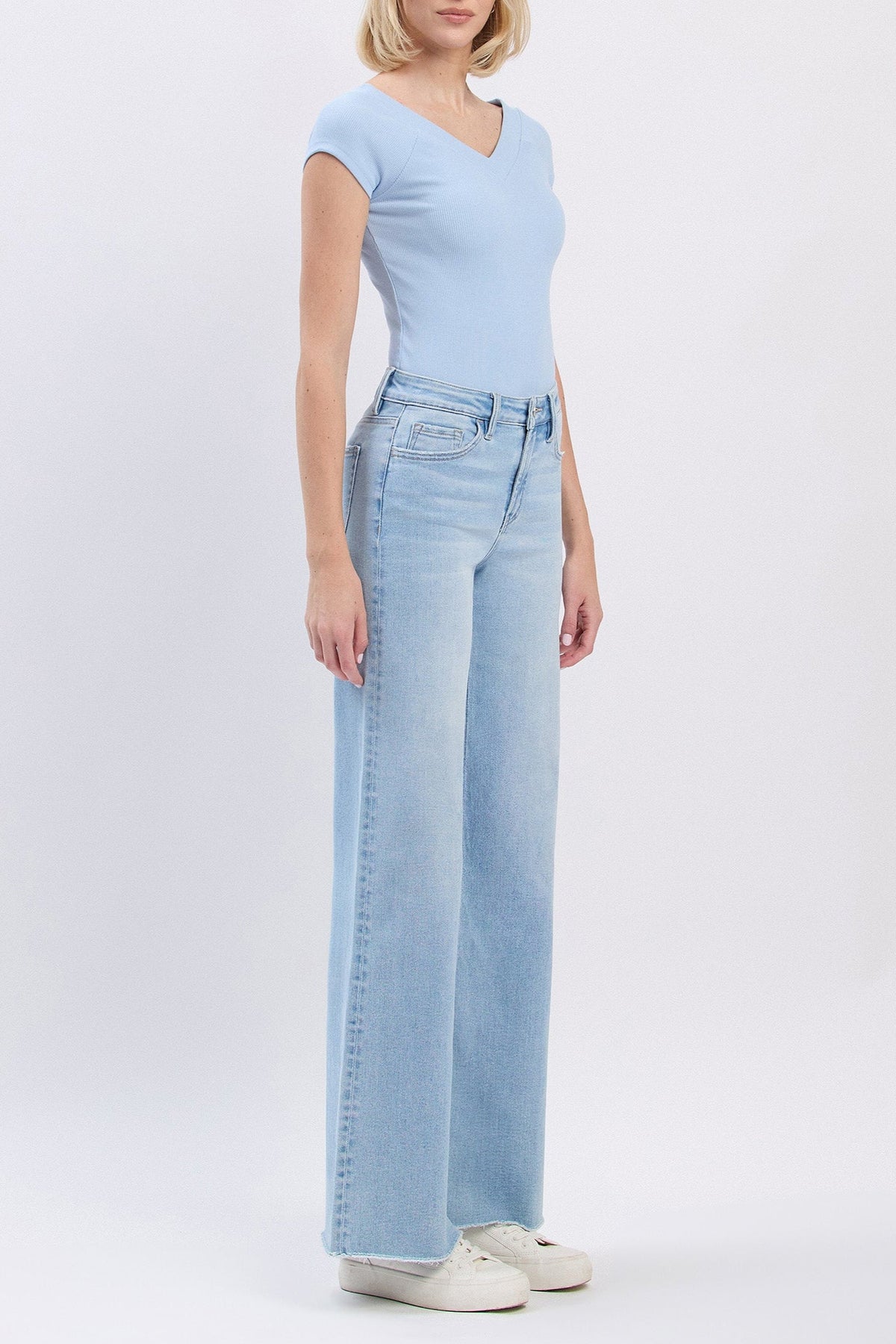 Vervet Denim - High Rise Hem Wide Leg Jeans - T6688 - SaltTree