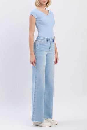 Vervet Denim - High Rise Hem Wide Leg Jeans - T6688