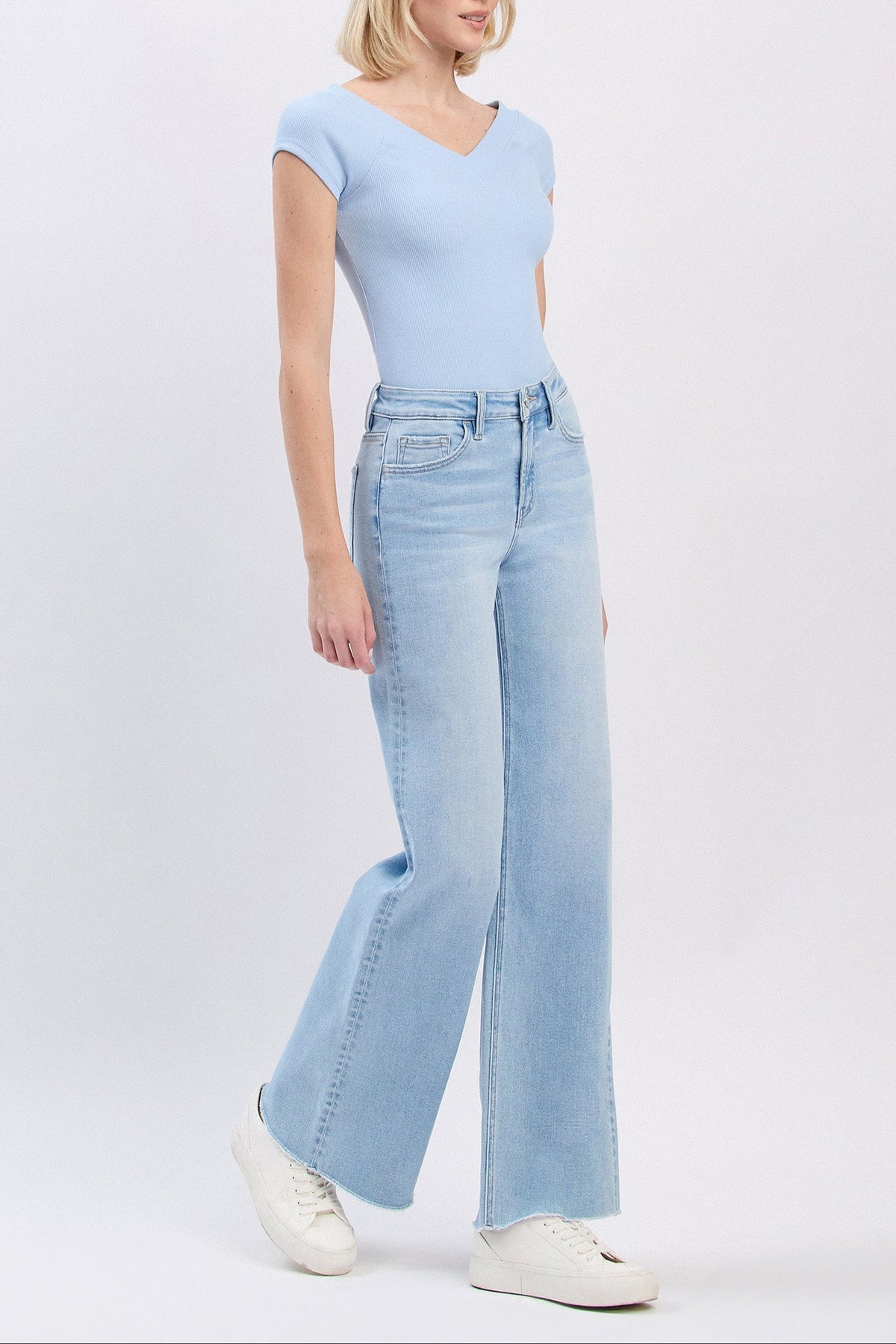 Vervet Denim - High Rise Hem Wide Leg Jeans - T6688 - SaltTree