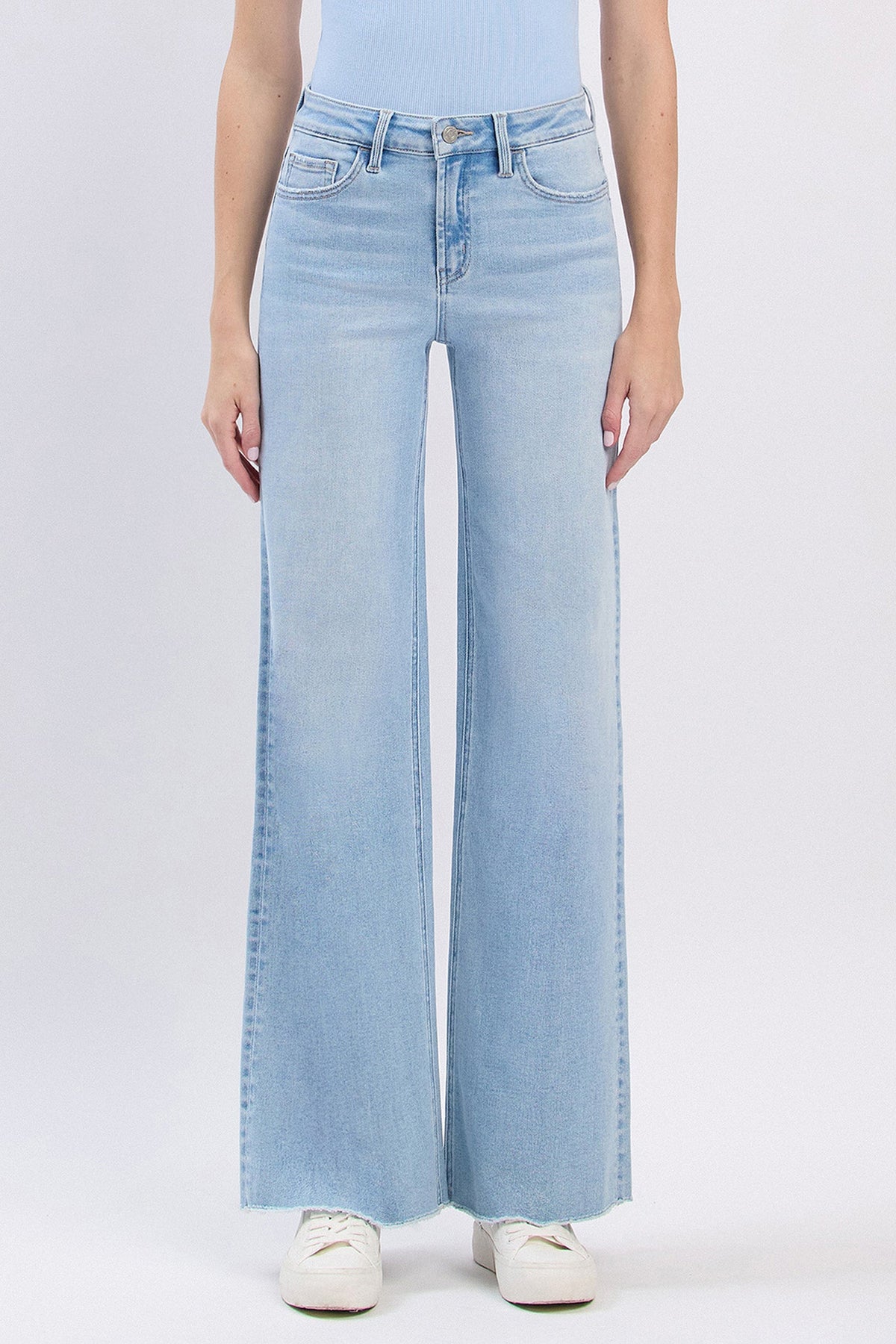 Vervet Denim - High Rise Hem Wide Leg Jeans - T6688 - SaltTree