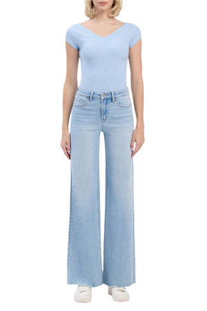 Vervet Denim - High Rise Hem Wide Leg Jeans - T6688