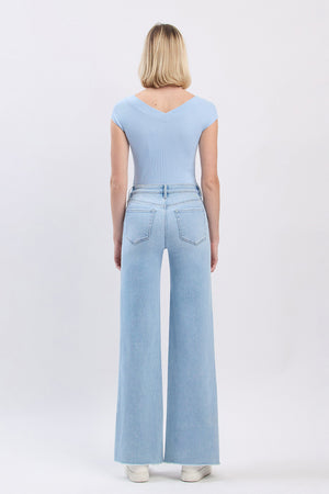 Vervet Denim - High Rise Hem Wide Leg Jeans - T6688