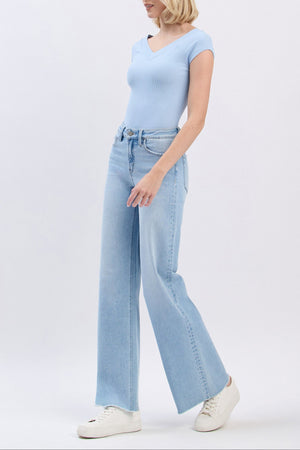 Vervet Denim - High Rise Hem Wide Leg Jeans - T6688