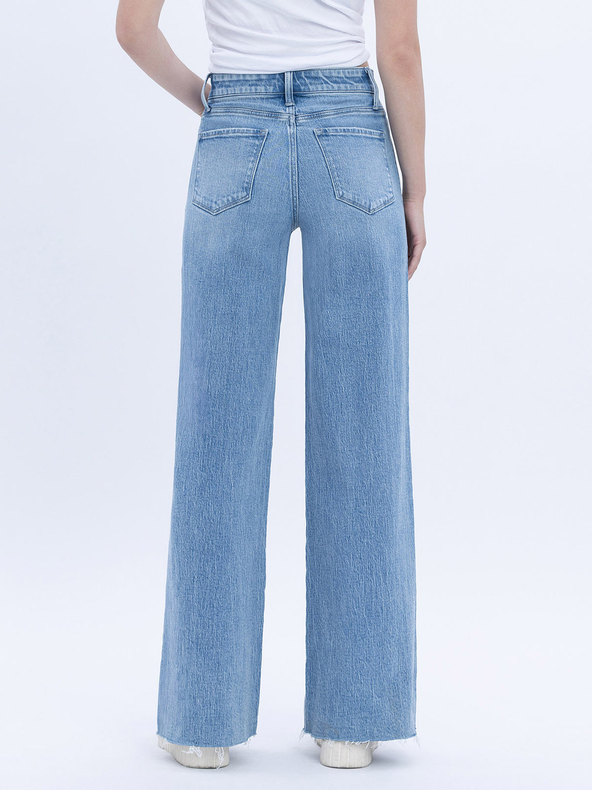 Vervet - High Rise Clean Cut Raw Hem Wide Jeans (32" Inseam) - T6900-SaltTree