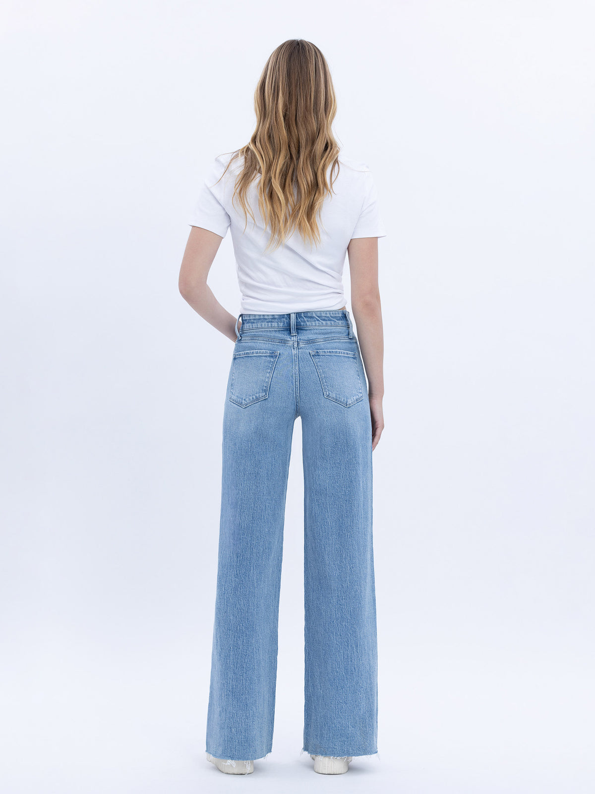 Vervet - High Rise Clean Cut Raw Hem Wide Jeans (32" Inseam) - T6900-SaltTree