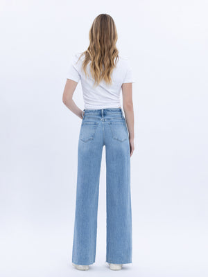 Vervet - High Rise Clean Cut Raw Hem Wide Jeans (32" Inseam) - T6900-SaltTree