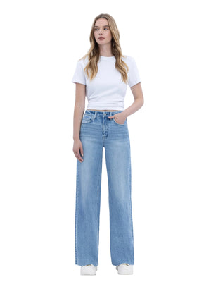 Vervet - High Rise Clean Cut Raw Hem Wide Jeans (32" Inseam) - T6900-SaltTree