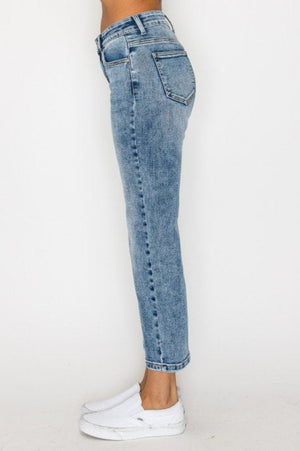 Wax Jean - Baisc Stone Wasked Crop Straight Jeans - 90370