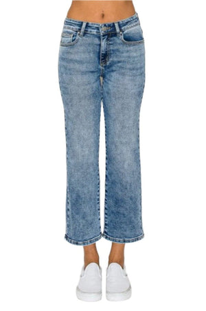 Wax Jean - Baisc Stone Wasked Crop Straight Jeans - 90370