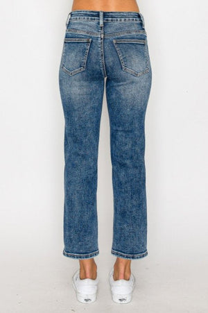 Wax Jean - Baisc Stone Wasked Crop Straight Jeans - 90370