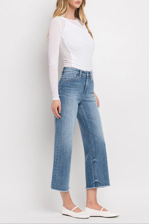 Vervet Denim - Super High Rise Raw Hem Wide Leg Jeans - V3541